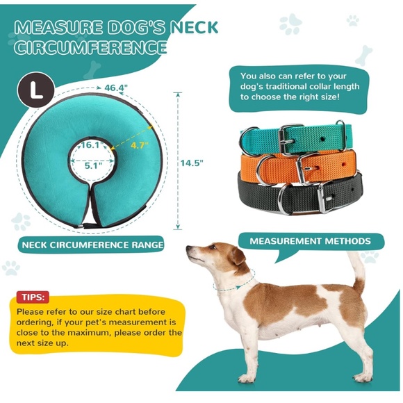 Bilibara Inflatable Dog Collar Size Large Teal Color Recovery Surgery Cone New - Picture 2 of 6